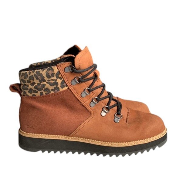 TOMS Mojave Waterproof Leather Boots Women’s Size 8 Dark Ember Lace Up Hiking - Picture 1 of 16